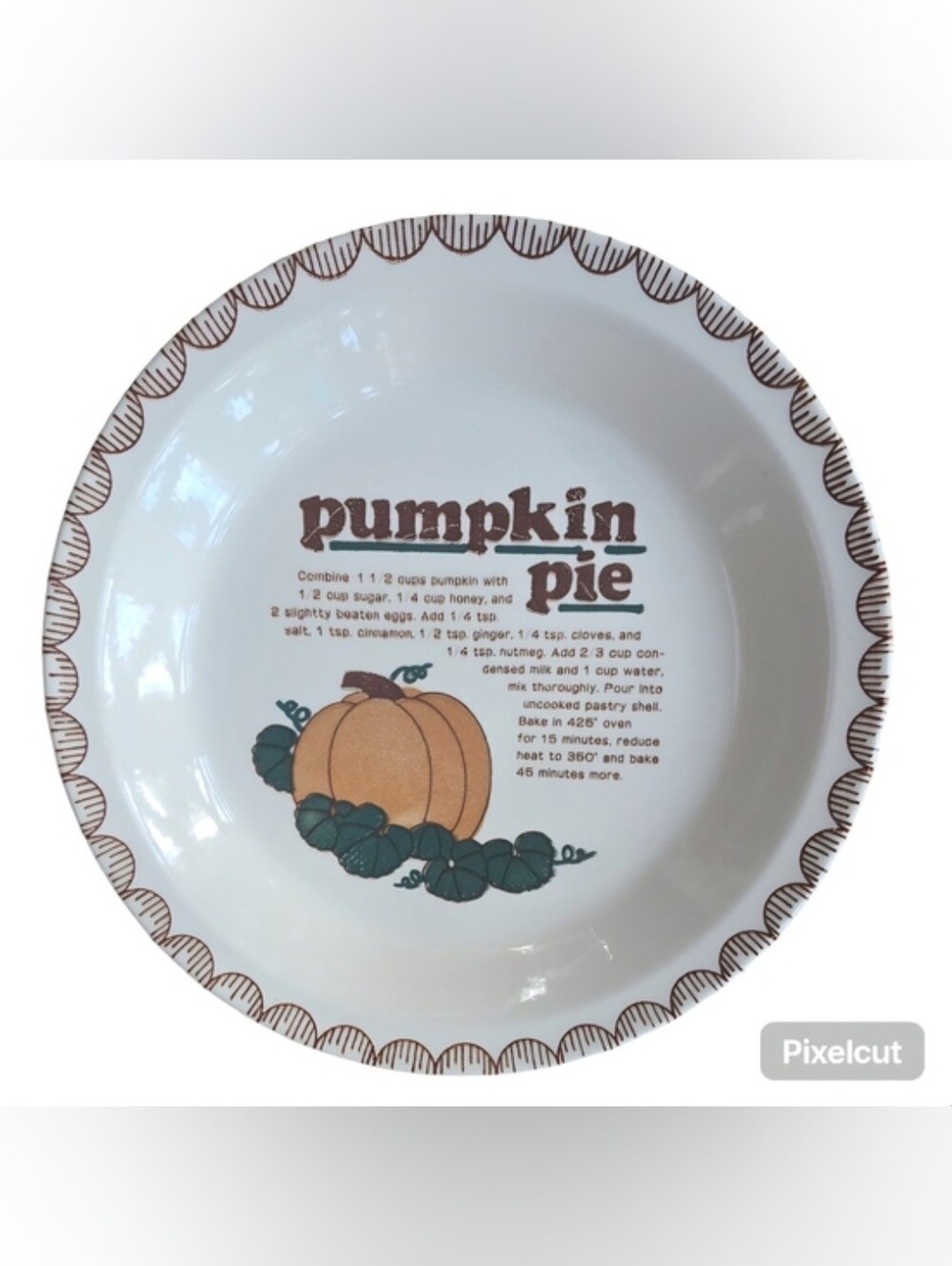 Vintage Mount Clemens Pottery Vintage Pumpkin Pie Plate 10 1/2"